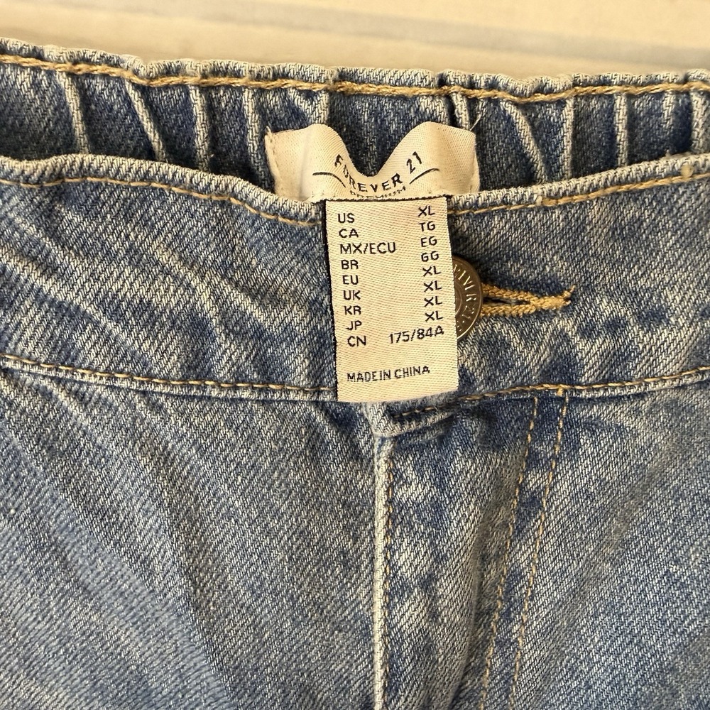Forever 21 Women's XL NWT Denim Cargo Jogger Pants Y2K Streetwear Utility - Picture 10 of 14
